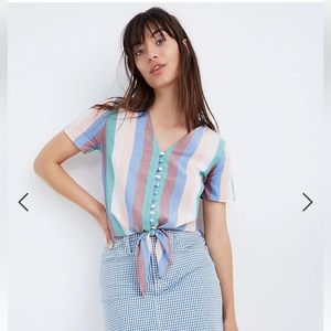 Madewell button front tie blouse size xxs